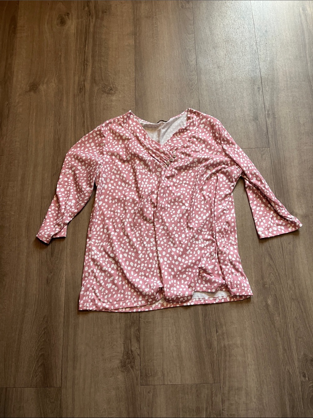 Women's Pink Polka Dot Wrap-Style Top Sampeel